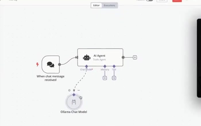Workflow n8n connecté à Ollama en local — automatisation IA 100% locale sans données envoyées au cloud