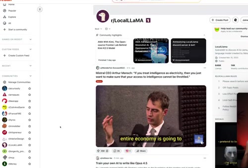 Subreddit r/LocalLLaMA — discussions techniques sur les modèles IA open-source, benchmarks et retours d'expérience de la communauté