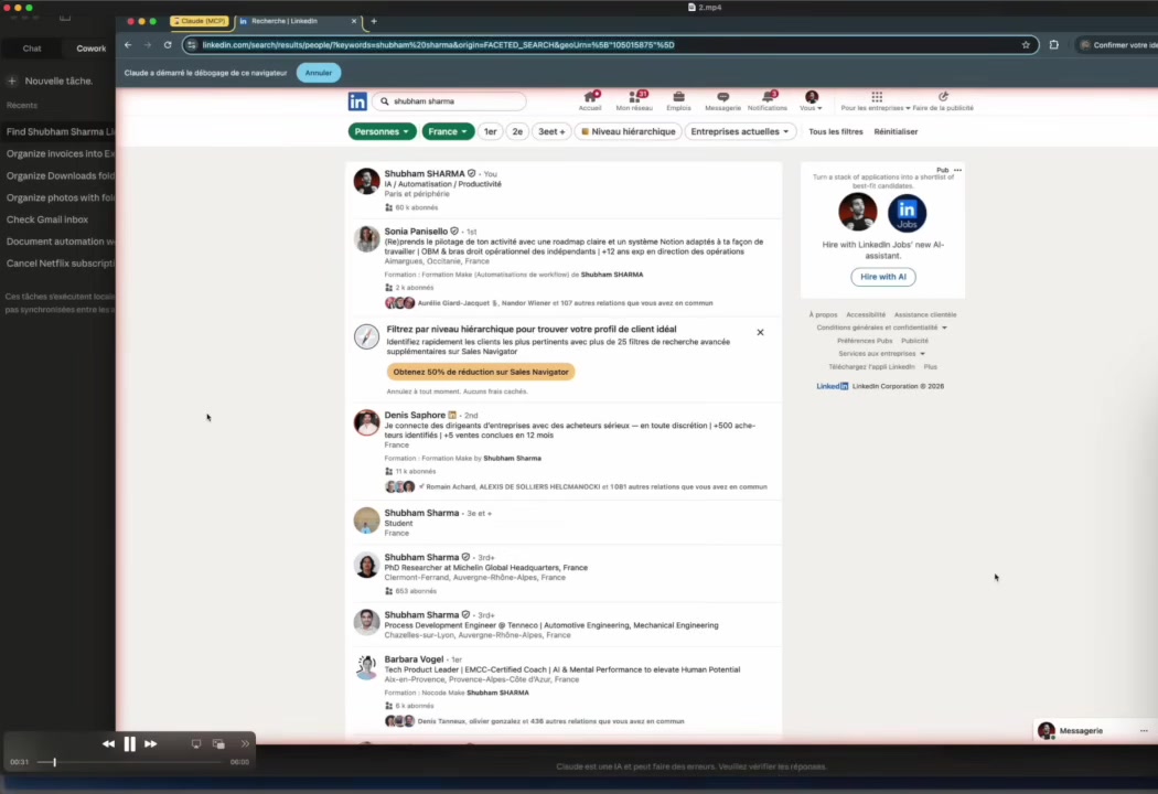 Claude Cowork organisant le dossier telechargements avec 4300 fichiers